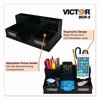 Victor Midnight Black Desk Organizer with Smartphone Holder, 10 1/2 x 5 1/2 x 4, Wood 9525-5